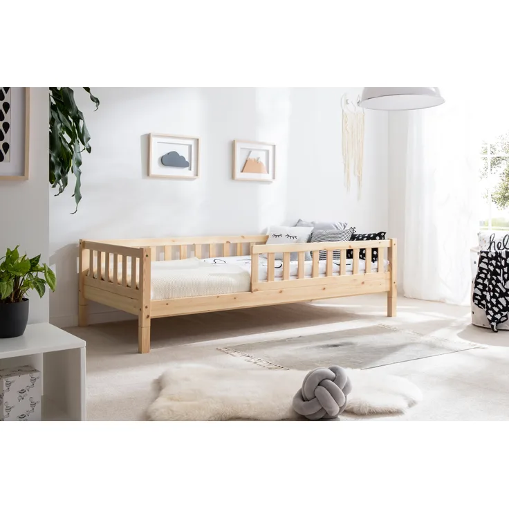 Bodenbett Einzelbett "Mio" 80x160 Kiefer Massiv