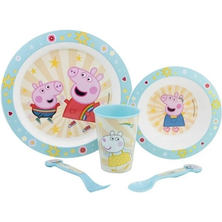 Peppa Pig Teller-Set –Mikrowellengeeignet 5-teiliges Kindergeschirr mit rutschfestem Boden – Bild 3