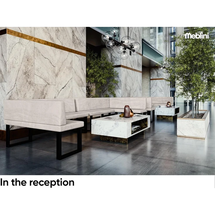 MEBLINI Eckbank für Esszimmer mit ausziehbarem Tisch - Küchenbank - Essecke - Sitzecke Küche - TONI - U-Beine 128x168x87cm Links - Beige Samt/M Weiß Matt – Bild 4