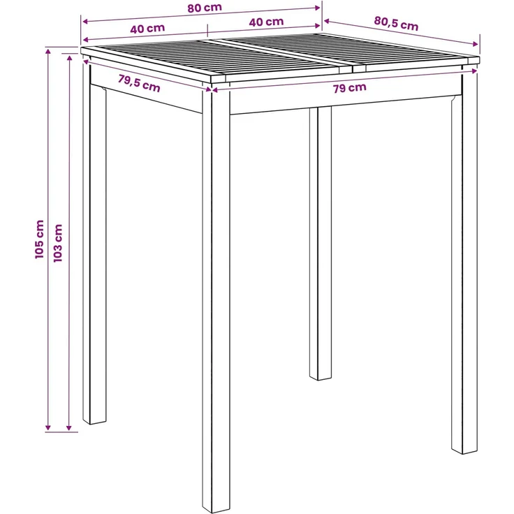 vidaXL Gartenbar-Tisch LAREN Weiß gewaschen 80 x 80,5 x 105 cm 901720 – Bild 7