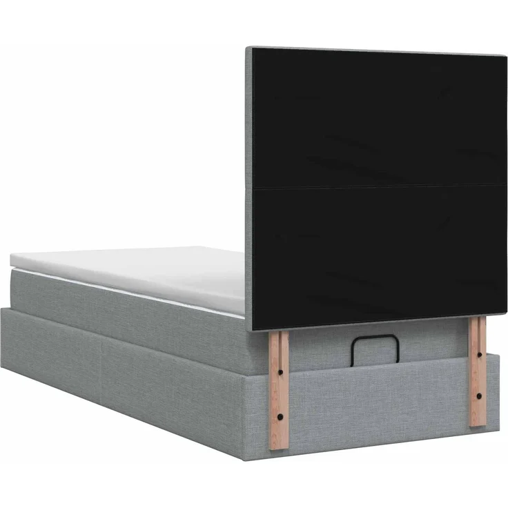 vidaXL Ottoman-Bett mit Matratze und LED Hellgrau 90 x 200 cm Stoff 3458124 – Bild 10