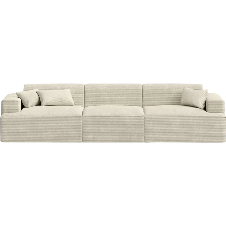 skølm 'Freki' Cloud Sofa 3 Sitzer, Vollschaumcouch mit Federkern und Vakuum-Kompression, kein Aufbau erforderlich, mit 3 Kissen, Cord beige – Bild 10