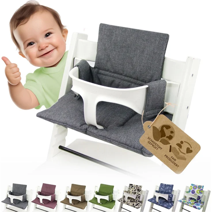 Ersatzbezug Kissen kompatibel mit Stokke Tripp Trapp M2 (meliert dunk-grau) | Sitzkissen, Kissen-Set, weich, gepolstert, waschbar & langlebig