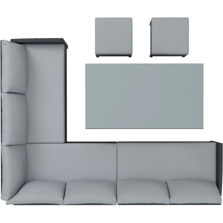 KONIFERA Gartenlounge-Set »Manhattan«, (Set, 18-tlg, Ecklounge, Tisch 66x120x74 cm, 2 Hocker, inkl. Auflagen), Stahl/Polyrattan – Bild 3