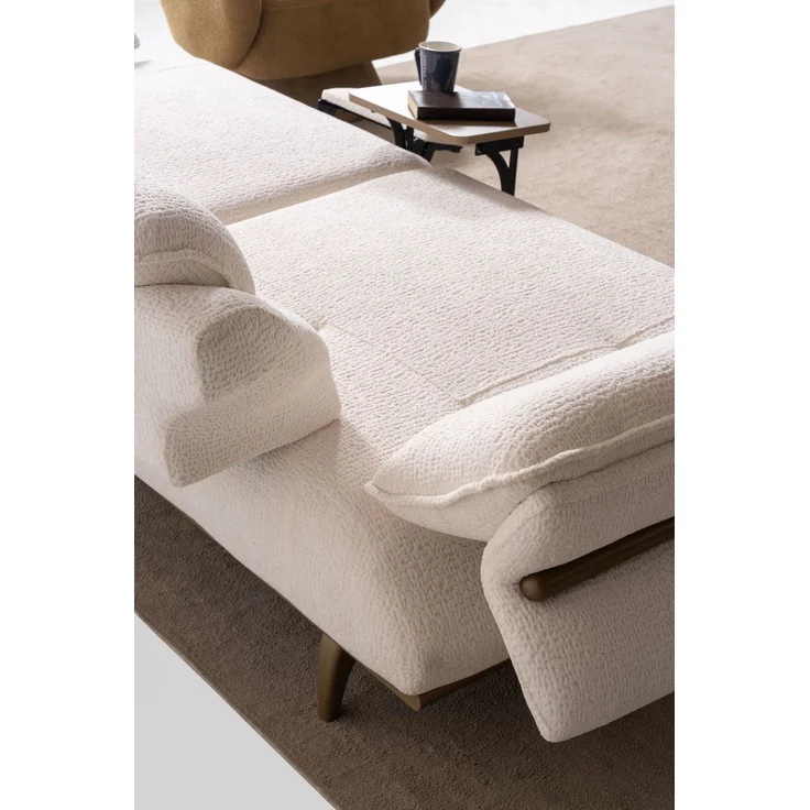 Sitzgruppe/Sofa Set - Wohnzimmergarnitur "Lorina" 3+3+1-Braun/Beige – Bild 10