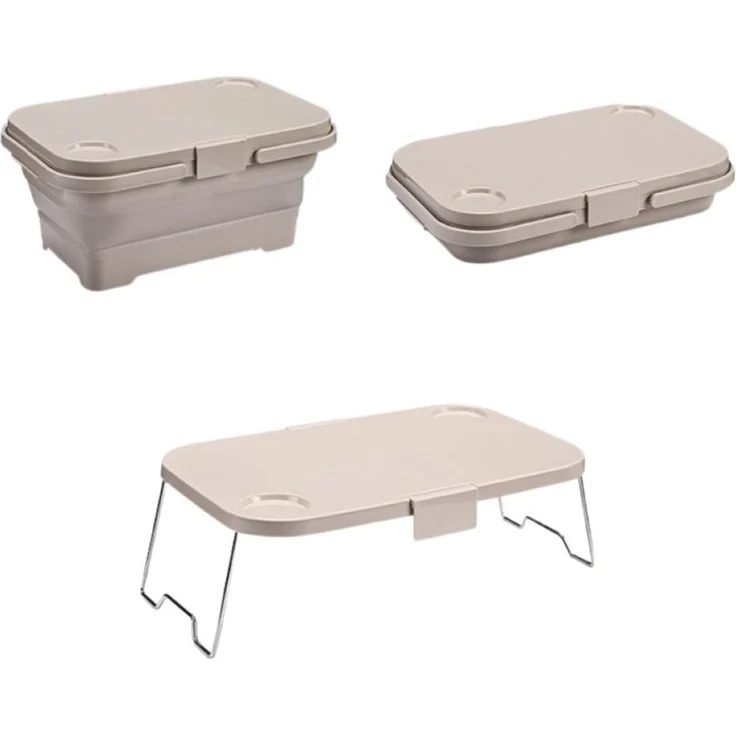 Picknickkorb mit Tisch - Klappbar, 3in1 mit Becherhalter, 46 x 28,5 x 23 cm – Bild 3