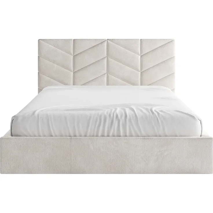 Vente-unique - JUSTANI Bett Stoff Beige - B 213 cm x H 106 cm x L 210 cm – Bild 5