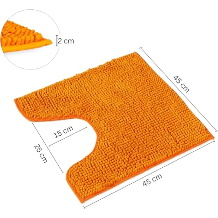 WohnDirect Badematte 45x45 cm MIT WC Ausschnitt | Orange - rutschfest & Waschbar - Badezimmerteppich zum Set kombinierbar, Badvorleger, WC Garnitur, Badteppich – Bild 4