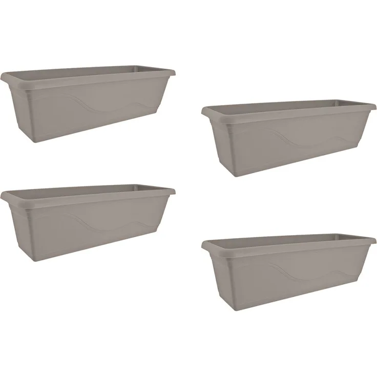 HTI-Living 4er Set Taupe Blumenkasten mit Wasserspeicher 60 cm