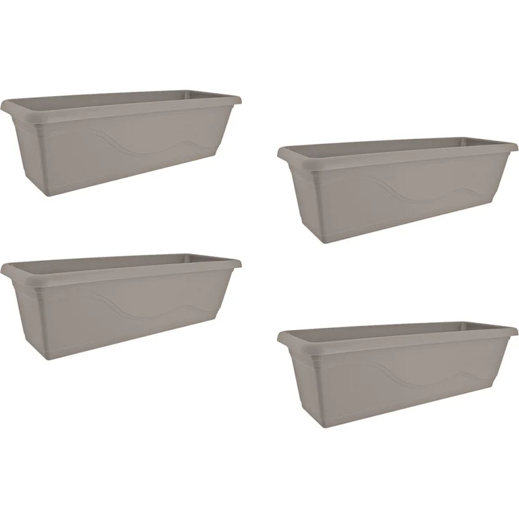 HTI-Living 4er Set Taupe Blumenkasten mit Wasserspeicher 60 cm – Bild 1