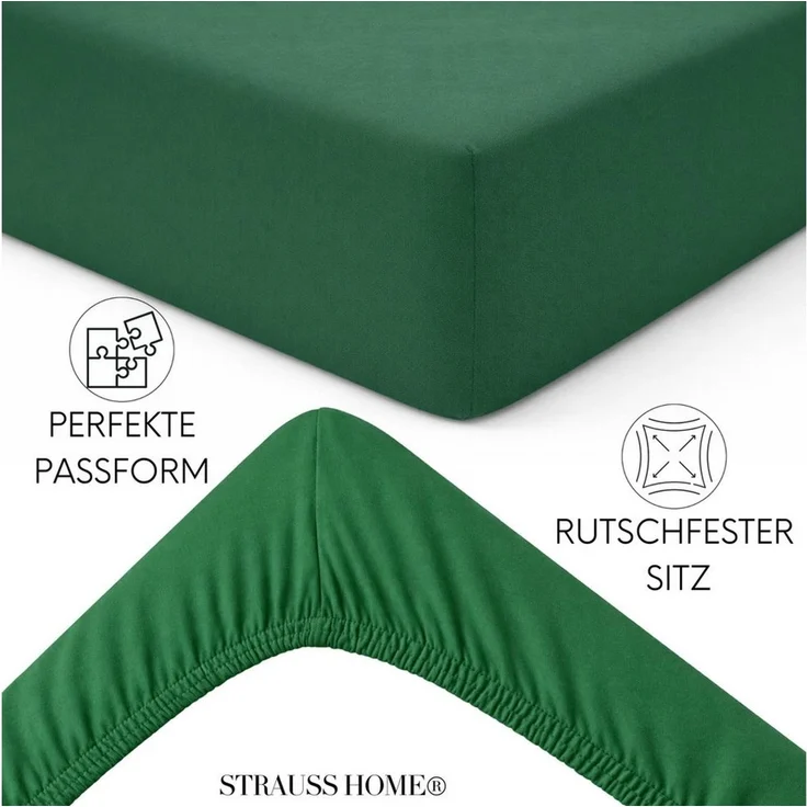 Strauss Home Spannbettlaken Premium 160 g/m² Gekämmte Baumwolle Jersey in Hotelqualität, Gummizug: Rundumgummi, OEKO-TEX®-zertifiziert - Hotelqualität – Formstabil & Langlebig – Bild 4