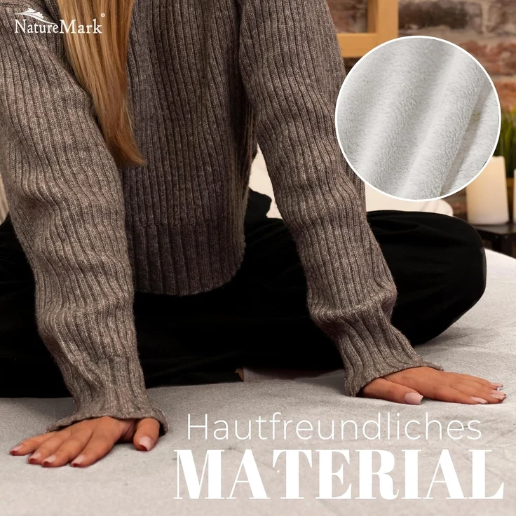 NatureMark Spannbettlaken Winter Thermo Fleece Spannbettlaken, 80% Baumwolle und 20% Polyester, Gummizug: rundum, (1 Stück), 140 x 200 cm bis 160 x 200 cm - Naturweiß – Bild 1