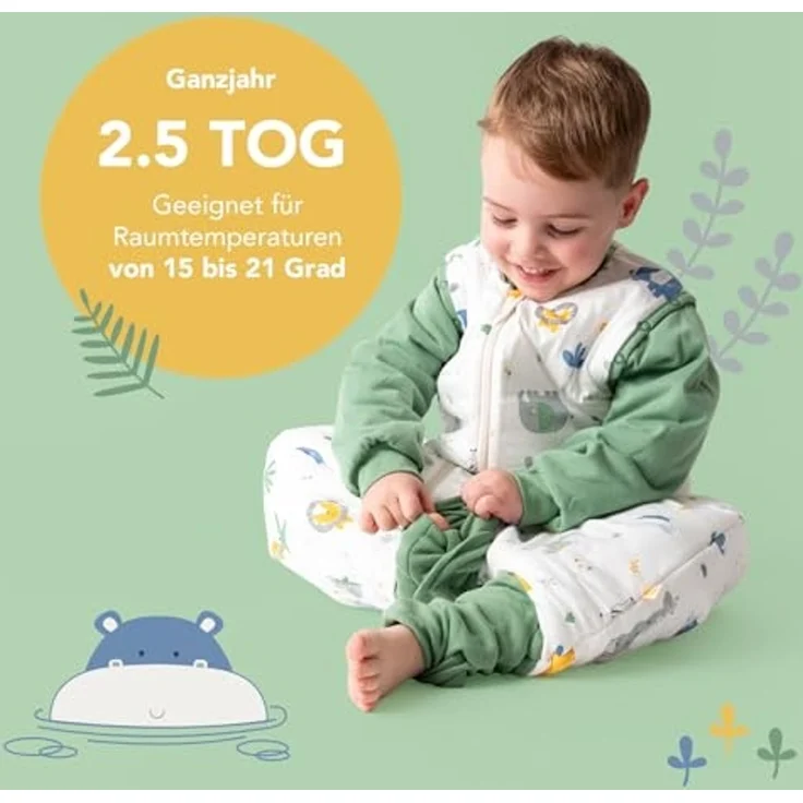 Schlummersack Kinderschlafsack Schlafsack mit Füßen und umklappbaren Bündchen, 2.5 Tog OEKO-TEX – Bild 5