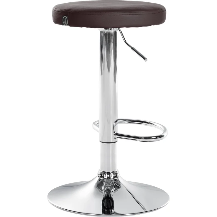 Barhocker KAZON - Kunstleder Braun 38.5x38.5x60 cm Silber | Barstuhl Höhenverstellbar Tresenhocker Tresenstuhl Kneipenhocker Kneipenstuhl – Bild 5