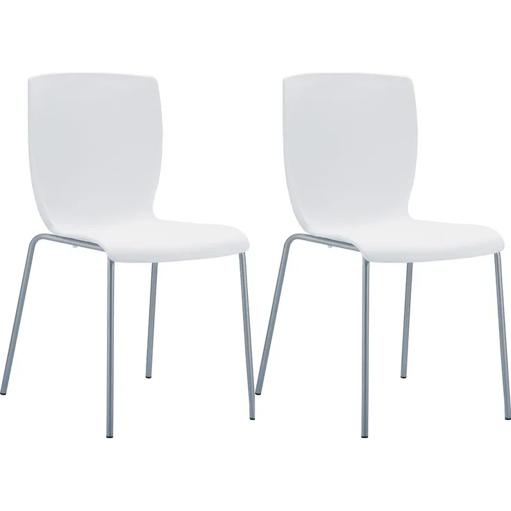 CLP 2er Set Bistrostühle Mio mit Aluminiumgestell und Kunststoffsitz,weiß