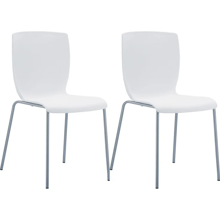 CLP 2er Set Bistrostühle Mio mit Aluminiumgestell und Kunststoffsitz,weiß – Bild 1