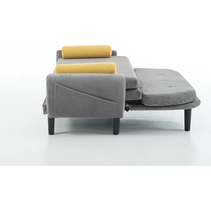 ZUBALIYA Sofa mit Stauraum, mit Cordbezug, mit Schaumstoffpolsterung, für Wohnzimmer und Apartments, mit stabilem Untergestell, Grau – Bild 7