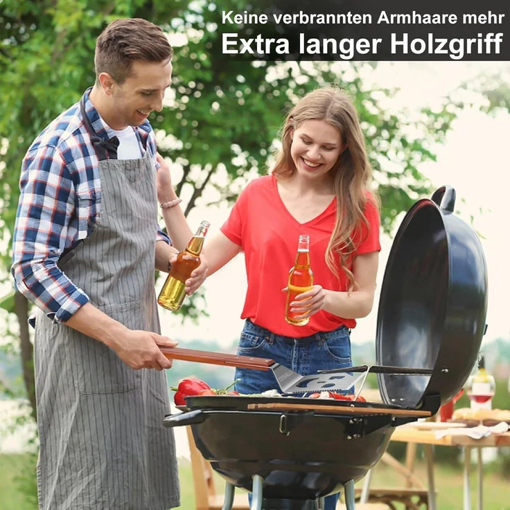 Steven-bull 7-in-1 Grillspachtel, Edelstahl silber / Holzgriff, 43 cm – Bild 6