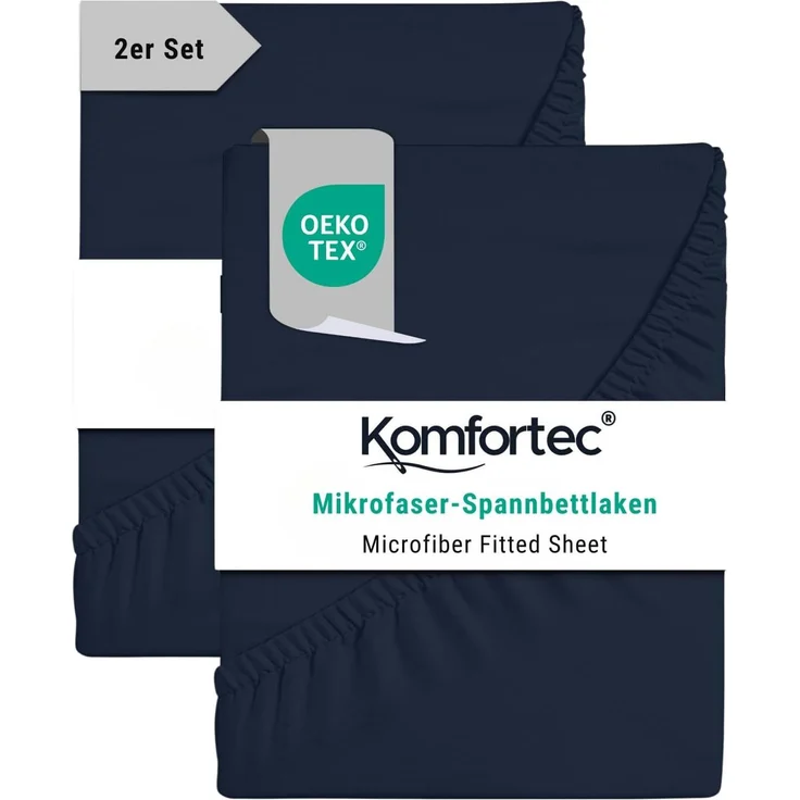 Komfortec Spannbettlaken Boxspringbett bis 15cm - 30cm Matratzenhöhe, Mikrofaser, Gummizug: Rundum, (2 Stück)