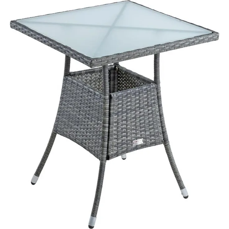Polyrattan Beistelltisch Balkontisch 57 cm Rattan Tisch Gartentisch Anthrazit