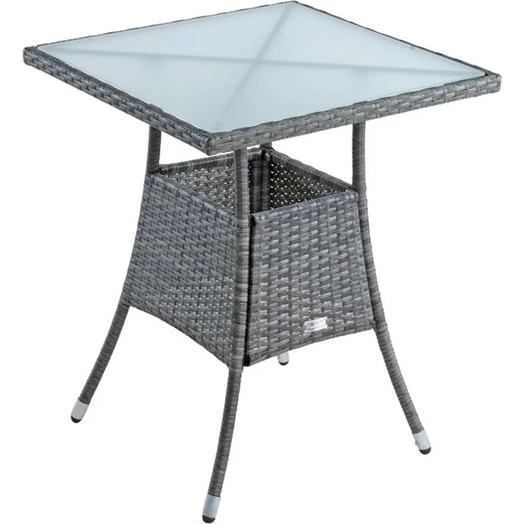 Polyrattan Beistelltisch Balkontisch 57 cm Rattan Tisch Gartentisch Anthrazit – Bild 1