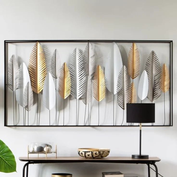 Atmosphera Wanddekoration "Blätter", Metall, 134 × 68 cm, mehrfarbig – Bild 3