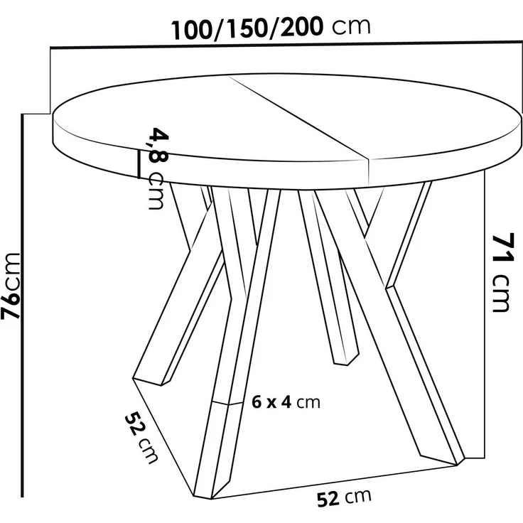 WFL GROUP Esstisch Twixy (erhältlich in 3 Größen – 90/100/100 cm, ausziehbar auf 170/150/200 cm), platzsparender Tisch für kleine Küche, Esszimmer oder Wohnzimmer – Bild 2