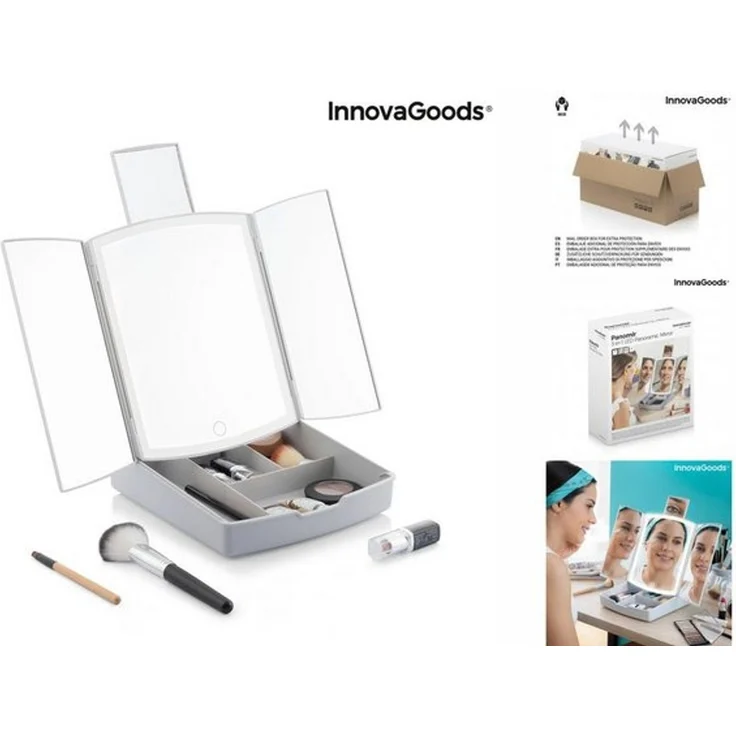 InnovaGoods Kosmetikspiegel Innovagoods Klappbarer Spiegel mit LED und 3-in-1-Make-up-Organizer Pa – Bild 5