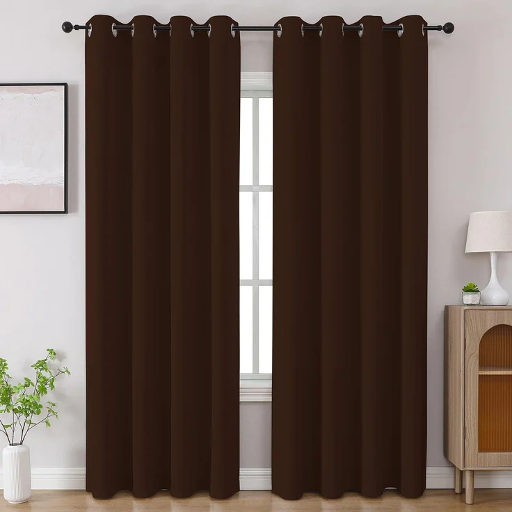 CUCRAF Verdunkelungsvorhänge, 213,4 cm Länge, 2 Paneele, Raumverdunkelungsvorhänge für Wohnzimmer, Schlafzimmer, wärmeisoliert, lichtblockierend, Fenstervorhang, B 132 x L 213 cm, Schokoladenbraun