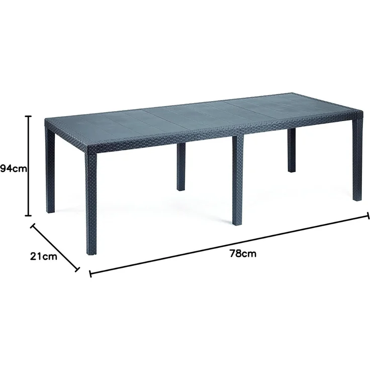 Dmora - Außentisch Roma, ausziehbares rechteckiges Esszimmerregal, ausziehbarer Gartentisch mit Rattan-Effekt, 100 % Made in Italy, 150/220 x 90 x 72 cm, Anthrazit – Bild 7