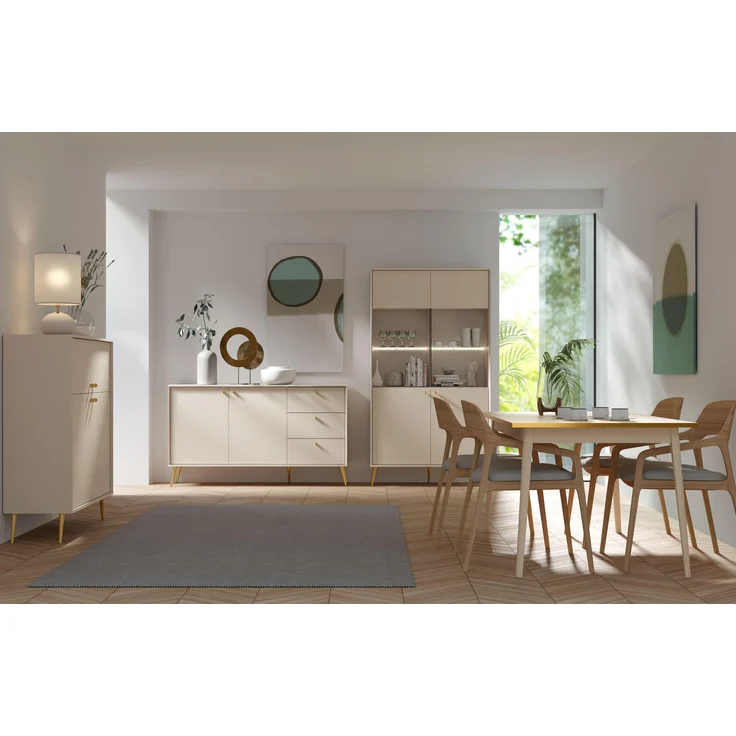 AX LIVING Esstisch Beige Rorene 160 cm lang Sand Gold Design Modern – Bild 5