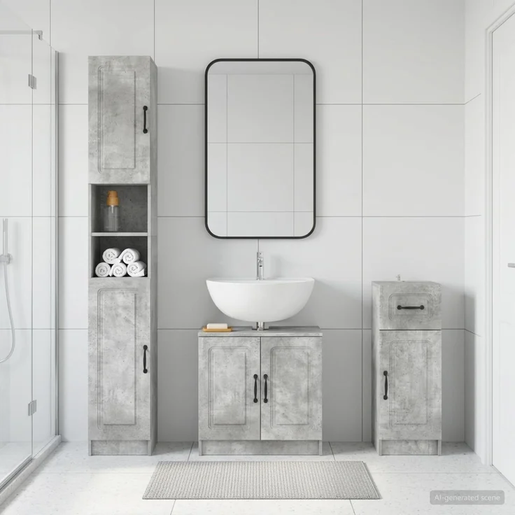 vidaXL 3-teiliges Badezimmer-Schranksystem UTRECHT Betongrau 3417894 – Bild 1