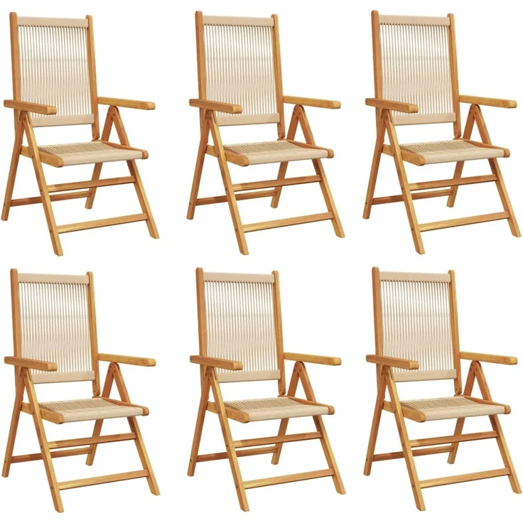 vidaXL Gartenstuhl Verstellbar 6 Stk. Beige Massivholz Akazie 3214536 – Bild 1