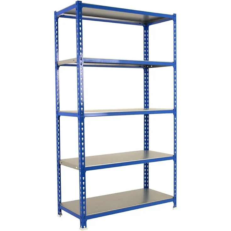 SimonRack Schwerlastregal, Lagerregal, 200 x 100 x 50 cm, Metallregal, Kellerregal, Biegestelle 180 kg, 5 Fachböden, Blau/Verzinkt - Simonclick – Bild 1