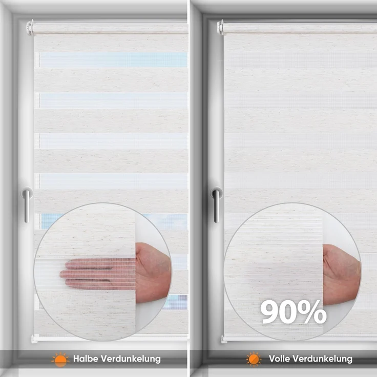Sekey Doppelrollo Klemmfix ohne Bohren 100x130cm, Leinen – Bild 5