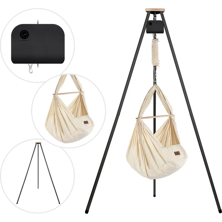 Federwiege mit Tipi und Motor Bio Kunstfaser Anthrazit Motor Anthrazit – Bild 4