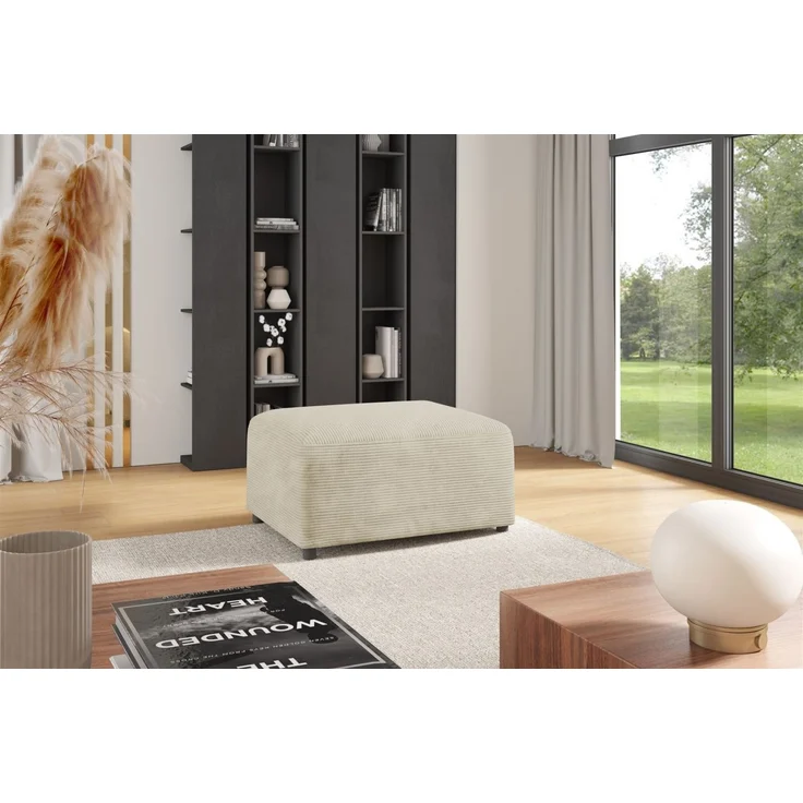 Polsterhocker Designerhocker Hocker MEGAN in Stoff Poso Creme – Bild 1