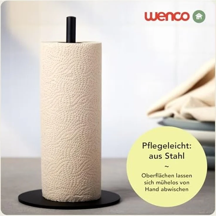 Wenco Küchenrollenhalter Schwarz Küchenpapier 31,5L x 17B cm, (1-St), Elegantes, modernes Design, Stabiles Stahlgestell – Bild 6
