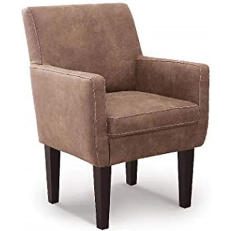 CAVADORE Diningsessel Malm / Polstersessel für Küche oder Esszimmer in Lederoptik / Mit Kontrastnaht / Passend zur Küchengarnitur Malm / 66 x 96 x 71 / Mikrofaser: hellbraun