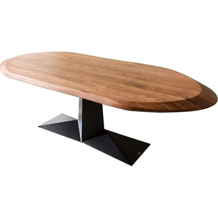 Esstisch Aithon 240x105 cm Akazie Braun Metallgestell Schwarz Oval