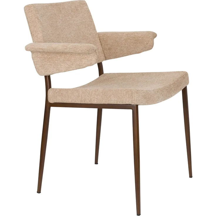 DutchBone Sessel Portland im 2er-Set, Beige mit Metallgestell in Antik-Optik 59,5x57,5x81,5 cm