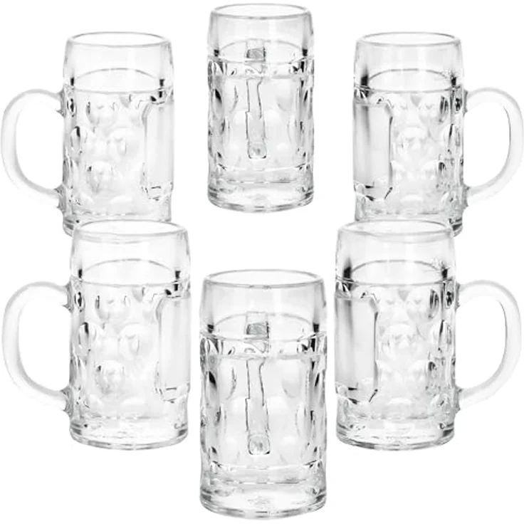 MamboCat Schnapsglas 6x Mini-Maßkrug Schnapsgläser 4cl geeicht Shot-Glas Stamper Henkel, Glas – Bild 2