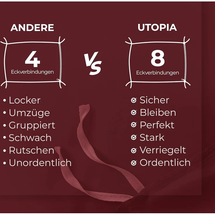 Utopia Bedding Bettwäsche 200x200 Set - Mikrofaser Bettbezug 200x200 cm + 2 Kissenbezüge 50x75 cm - Burgund – Bild 7