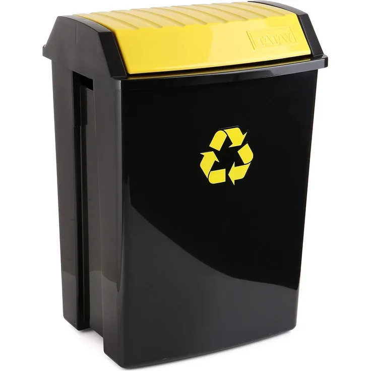 TATAY Abfalleimer Recycling, 50 Liter Kunststoff 40x33. 5x57,5 cm schwarz-gelb
