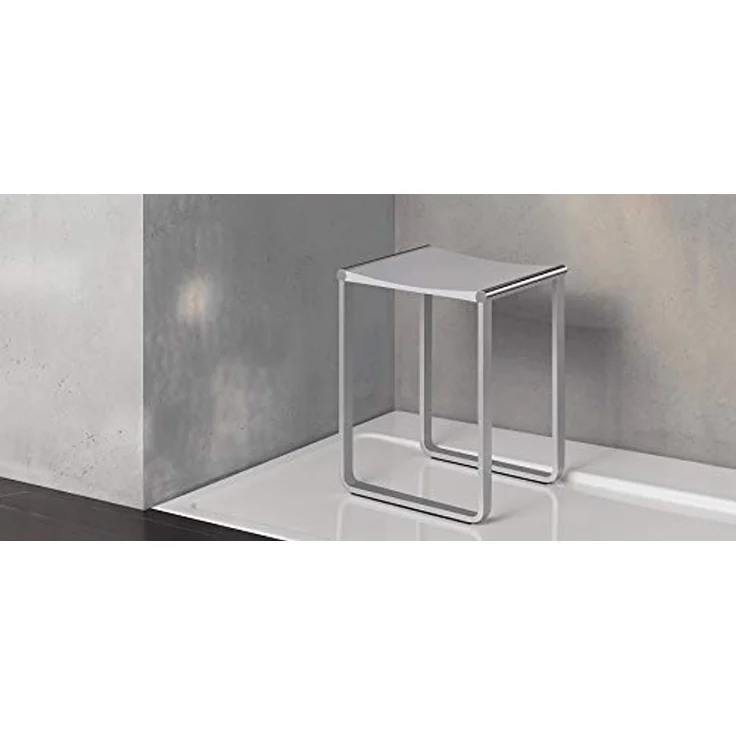 Keuco Bad-Hocker in Chrom und weiß, Anti-Rutsch Füße für die Dusche, bis 100 kg, 46,9 cm hoch, Design-Badhocker, Dusch-Sitz, Plan – Bild 4