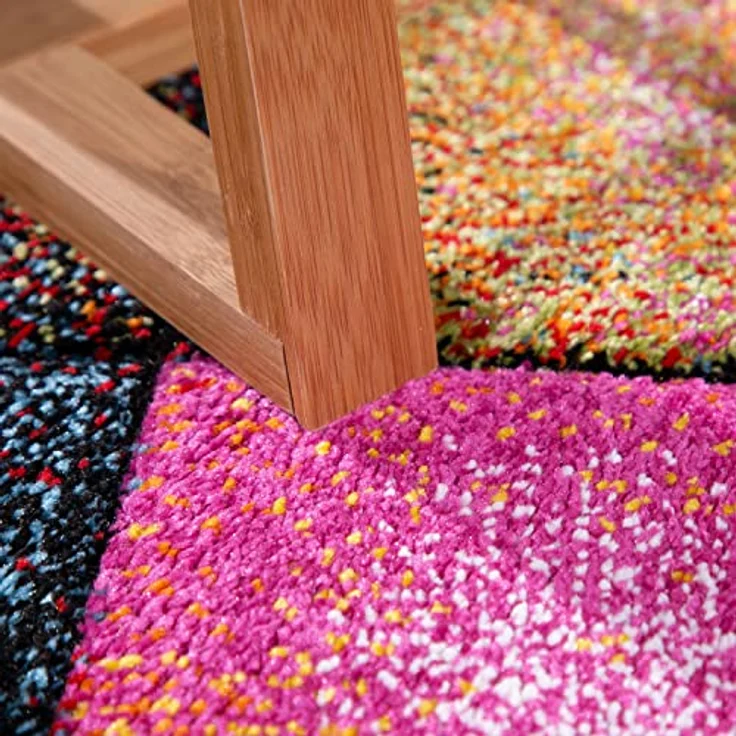 Paco Home Teppich Wohnzimmer Kinderzimmer Kurzflor Moderne 3D Optik Kariert Geometrische Muster, Grösse:120x170 cm, Farbe:Bunt – Bild 5