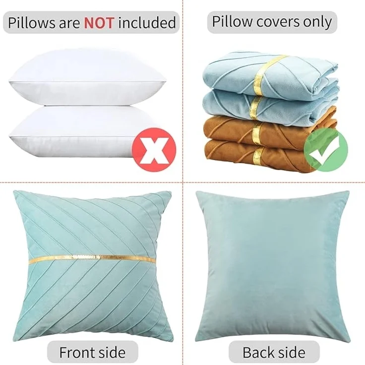 ABC Dekokissen für den Außenbereich, 45 x 45 cm, modernes Dekokissen, blaues Sofakissen, Daunen/Samt, blaues Wohnzimmer-Sofakissen, geeignet für Wohn- und Schlafzimmer, 2er-Pack. – Bild 3