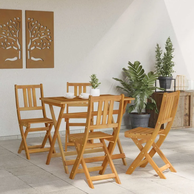 vidaXL Außen Bistro-Stühle Natur Massivholz Akazie 42028101 – Bild 3