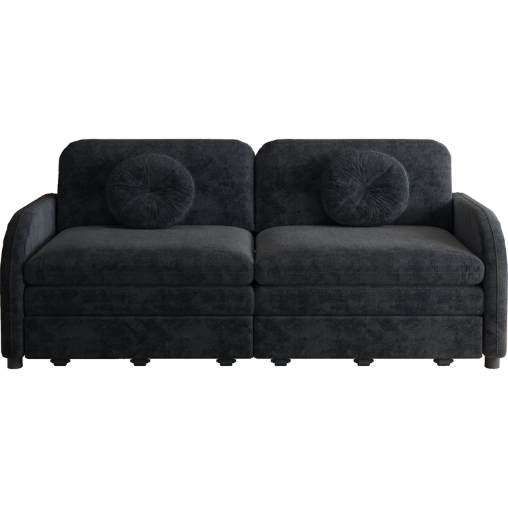Schlafsofa Chenille, 3-in-1 ausziehbar mit Stauraum, 166x84x90 cm, Schwarz – Bild 10