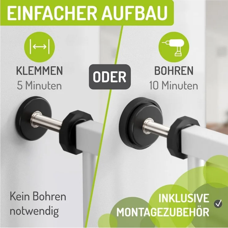 BOMI Türschutzgitter Tierschutzgitter Mira 73–161 cm, 107 cm extrahoch, mit Katzenklappe (ohne Bohren, verschraubbar, extra hoch), Tierschutzgitter ohne Bohren – Absperrgitter Tier extra enge Streben – Bild 3